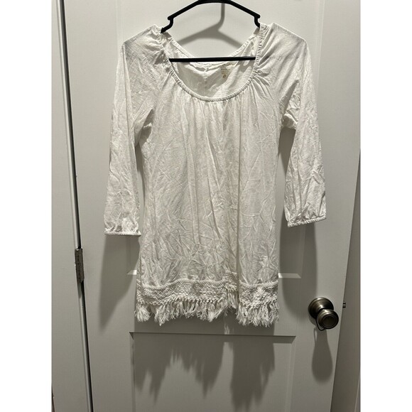 Lilly Pulitzer Adira Boho Top Resort White Lined Rayon Size Small - Picture 1 of 4